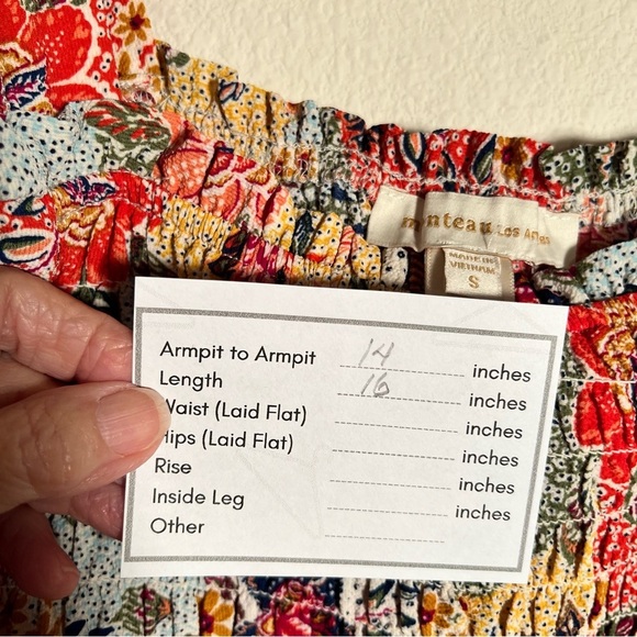 Monteau Smocked Floral Puff Sleeve Crop Top Square Neck Boho Y2K Cottagecore - Picture 8 of 9